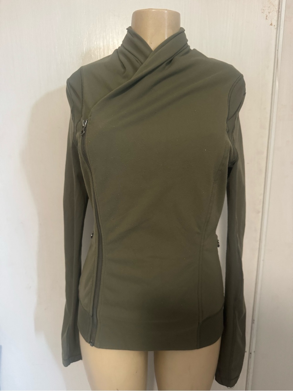 lululemon athletica Olive Green Asymmetrical Zip Jacket